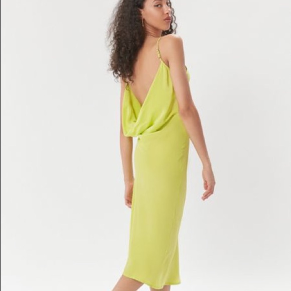 Aila Blue Diana Cowl Silk Dress Neon